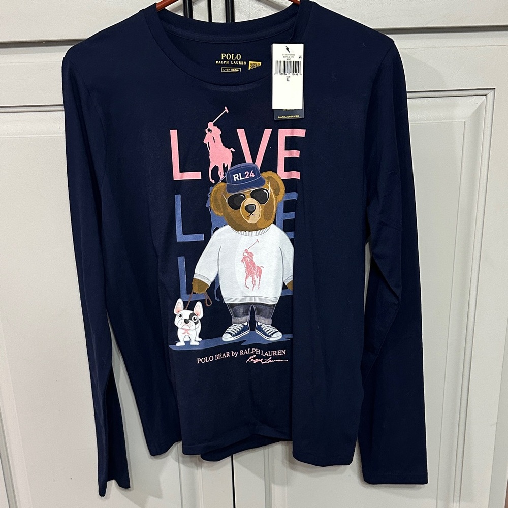 READ DESCRIPTION! Polo Ralph Lauren long sleeve navy tee. Womens size large.